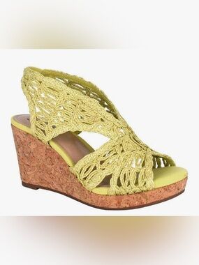 IMPO Teri we Slingback Wedge Sandal - Lime Green. Size 7.5